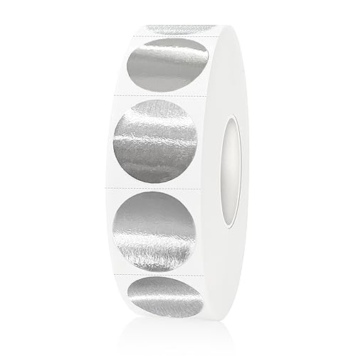 1200 Pieces 0.75 Inch Round Color Coding Label Garage Sale Stickers Blank Yard Sale Price Sticker Permanent Adhesive Dots Stickers,Easily Writable with Perforation Line (Silver) - color: Silver, size: 0.75 inch-1 roll