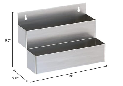 Stainless Steel Double Tier Speed Rail, Liquor Rack, Speed Rack, Bottle Holder - 15 Inch - size: 15 Inch, style: Double Tier