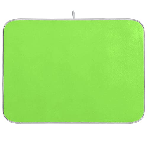 Dish Drying Mat for Kitchen Counter 16 x 18 Inch Absorbent Microfiber Dry Dishes Mats Drainer Mat Fluorescent Green Dish Drying Pad for Countertops Decor - color: Fluorescent Green 01, size: 16 X 18 in