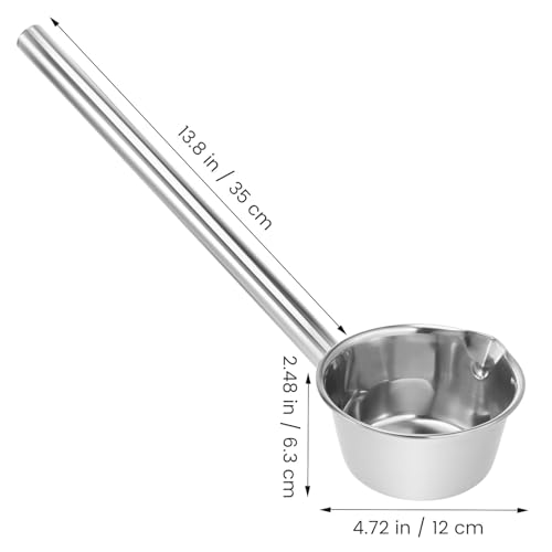 Stainless Steel Long Handle Water Scoop Kitchen Ladle with Spout 35cm Extra-long Handle Household Water Spoon for Cooking and Gardening Use
