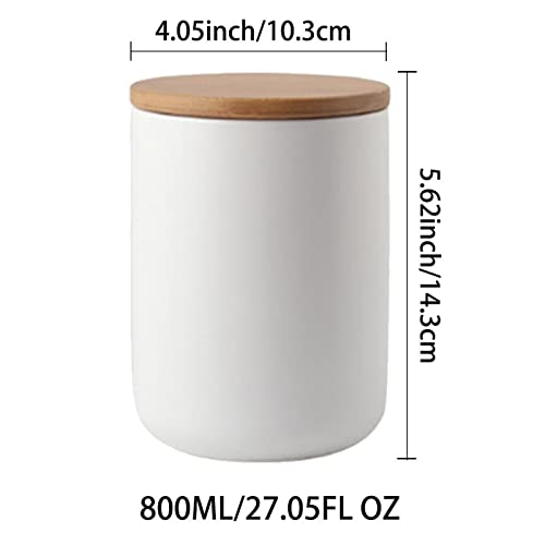 MilkyWay Ceramic Food Storage Jar Canister Modern Design Food Canisters with Airtight Seal Bamboo Lid, Loose Tea Coffee Spice Nuts Snacks Storage Jar Canister (White 27.05oz/800ml) - size: White 24.63oz/700ml