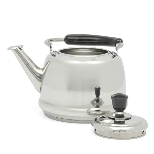 Martha Stewart Kingstree Large 2 Qt Stainless Steel Tea Kettle – Heavy Gauge Durable Whistling Tea Kettle for Stove Top, Easy Pour, Classic Design - color: Stainless Steel, size: 2 Quarts