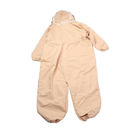 Beekeeping Suit Canvas Full Body Beekeeper Outfit with Gloves for Men Women Apiary Protective Clothing, Light Coffee