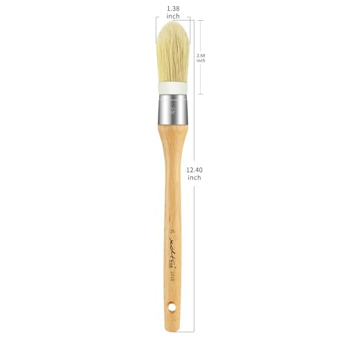 XDT#2918-25 Chalk Paint Brush, Wax Paint Brush Set for Furniture Crafts, Natural Bristle Oval Paint Brushes for All Painting and Waxing, Washable Reusable, No Shedding - size: #25