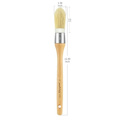 XDT#2918-25 Chalk Paint Brush, Wax Paint Brush Set for Furniture Crafts, Natural Bristle Oval Paint Brushes for All Painting and Waxing, Washable Reusable, No Shedding - size: #25
