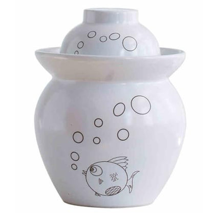 MRYBD White Pickle Jar Large Traditional Sichuan Chinese Ceramic Fermenting Jar with Water Seal Airlock Lid, Ceramic Fermentation Crock for Pickling, Kimchi, Sauerkraut 3.5L - size: 3.5L