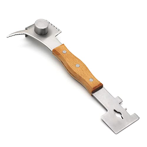 WEICHUAN Multifunction Hive Scraper Tool with Wooden Handle for Beekeeping | 7 in 1 Multifunction Beekeeping Tool Bee Hive Hand Tool for Beekeeper
