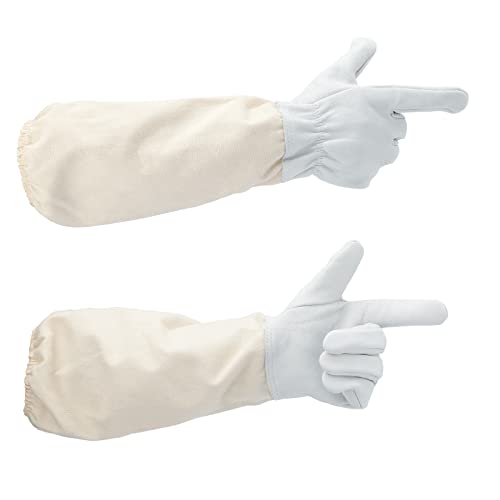 KINGLAKE Beekeeping Gloves Bee Hive Gloves Goatskin Beekeeping Protective Glove with Sleeves Large for the Beginner Beekeeper - size: Large (Pack of 1)