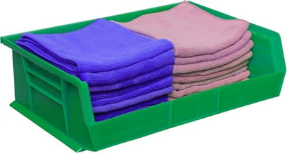 Akro-Mils 30255 AkroBins Plastic Storage Bins, Space-Saving Stackable Bins for Garage, Pantry, Craft Organization, 11" x 16" x 5", Green, 6-Pack - color: Green