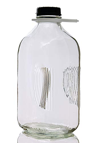 North Mountain Supply 64 Ounce Heavy Glass Milk Bottle/Jug - 1 Pack - with 2 Tamper-Evident Lids & Carry Handle - size: 64 Ounces