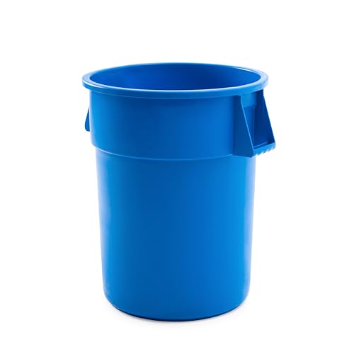 PRO&Family Commercial Round Trash Can, Ingredient Bin, Heavy-Duty Plastic, Anti-Static, Kitchen, Office, Outdoor Use (Blue, 55 Gallon) - color: Blue, size: 55 Gallon