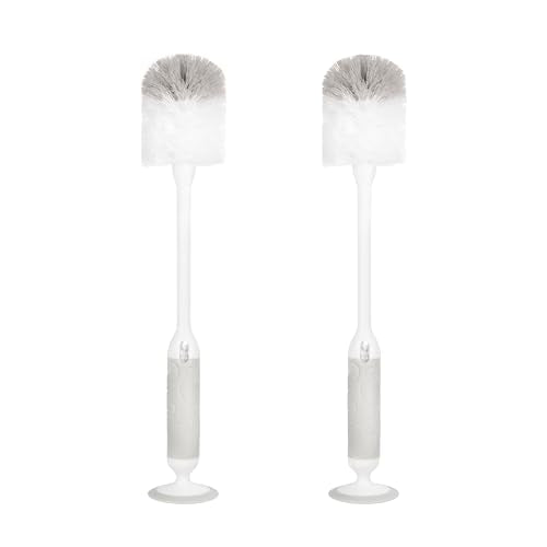 Ubbi Deluxe 2-in-1 Baby Bottle Cleaning Brush Set, Gray, 2 Pack | Includes Nipple Brush with Suction Cup, Standing Bottle Brush, Dishwasher Safe, Baby Registry Essential - color: Gray Deluxe Twin Pack Bottle Brush