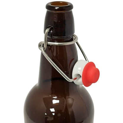 16oz Amber Glass Flip Top Beer Bottles with Swing Cap and Airtight Rubber Seal Single Bottle