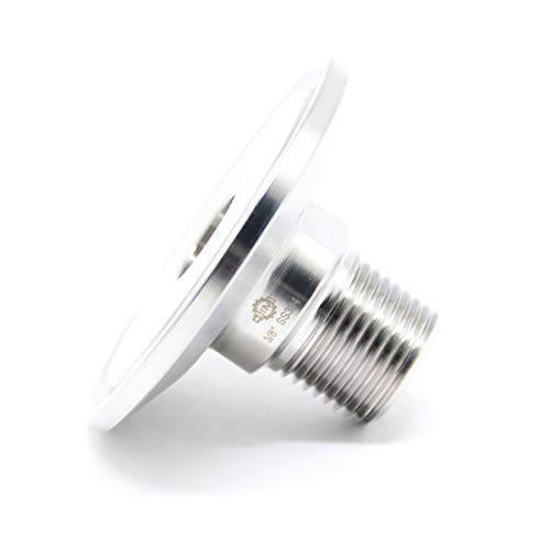 QiiMii 1.5 Inch Tri Clamp Tri Clover Fittings to NPT 3/8" Male Thread Adaptor, Stainless Steel 304 - size: TC 50.5 x 3/8"