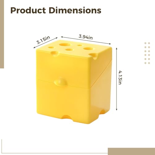 2 Pcs Cheese Storage Box, 650 Ml Plastic Container with Lid, Ideal for Fridge, Yellow
