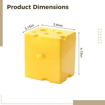 2 Pcs Cheese Storage Box, 650 Ml Plastic Container with Lid, Ideal for Fridge, Yellow