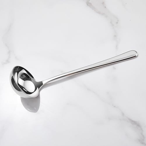 KEAWELL Premium 11" Verona Small Soup Ladle, 18/10 Stainless Steel, Heavy-Duty Construction, High-Polished Finish, Ergonomic Handle for Smooth Pouring, Dishwasher Safe (1, 11" Soup Ladle) - size: 11" Soup Ladle