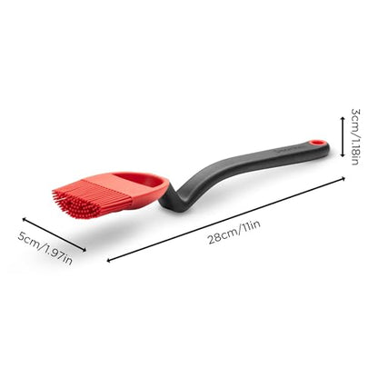 Dreamfarm Brizzle 3-In-1 Flexible Silicone Sit-Up Basting, Drizzle, Scooping Brush with In-Built Sauce Resevoir - Red | Sit-up, mess-free BBQ and pastry brush, flexible bristles, scoop and drizzle baster, holds 1 tbsp of liquid - color: Red