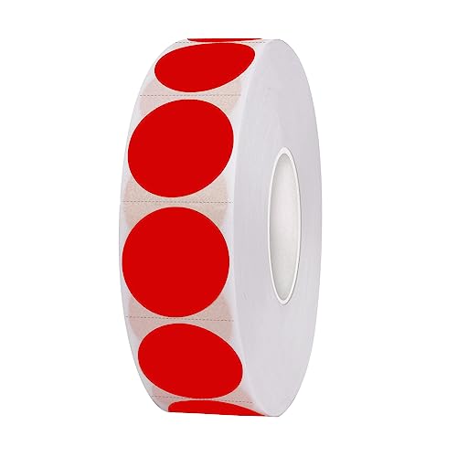 1200 Pieces 0.75 Inch Round Color Coding Label Garage Sale Stickers Blank Yard Sale Price Sticker Permanent Adhesive Dots Stickers,Easily Writable with Perforation Line (Red) - color: Red, size: 0.75 inch-1 roll