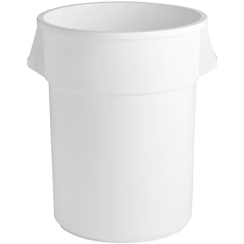 PRO&Family Commercial Round Trash Can, Ingredient Bin, Heavy-Duty Plastic, Anti-Static, Kitchen, Office, Outdoor Use (White, 55 Gallon) - color: White, size: 55 Gallon