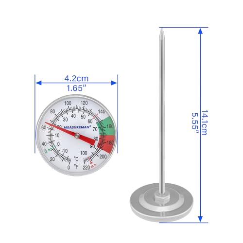 MEASUREMAN Instand Read 2” Dial 0~220℉/℃，Milk Thermometer，Milk Foam，Coffee Drinks Thermometer（2Pack） - size: 2 Pack