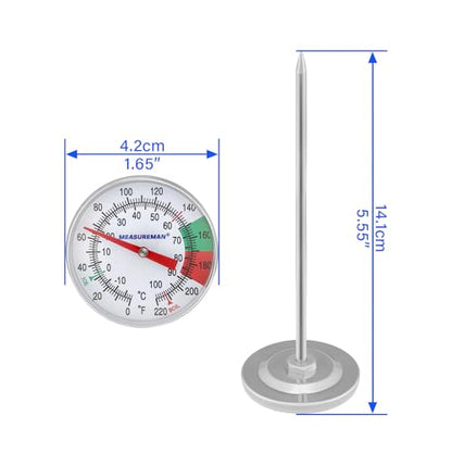 MEASUREMAN Instand Read 2” Dial 0~220℉/℃，Milk Thermometer，Milk Foam，Coffee Drinks Thermometer（2Pack） - size: 2 Pack