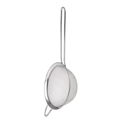 BergHOFF 3Pc Essentials 18/8 Stainless Steel Fine Mesh Strainers, Long, Ergonomically Designed Handle, Dishwasher Safe