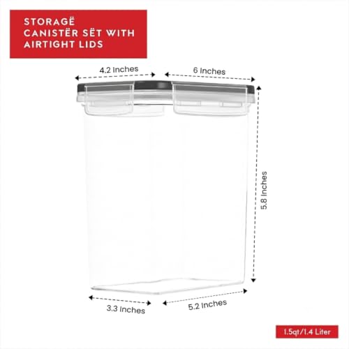 DWËLLZA KITCHEN Airtight Food Storage Container Set - 8 Pieces 1.4L - Plastic BPA Free Kitchen Pantry Storage Containers with Lids - Dishwasher Safe - Include 8 Labels - Keeps Food Fresh & Dry - color: 01 - 1.4L (Set of 8)