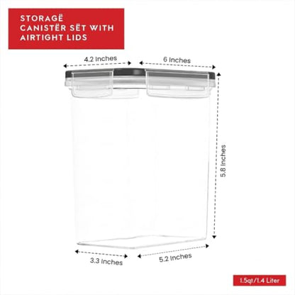 DWËLLZA KITCHEN Airtight Food Storage Container Set - 8 Pieces 1.4L - Plastic BPA Free Kitchen Pantry Storage Containers with Lids - Dishwasher Safe - Include 8 Labels - Keeps Food Fresh & Dry - color: 01 - 1.4L (Set of 8)