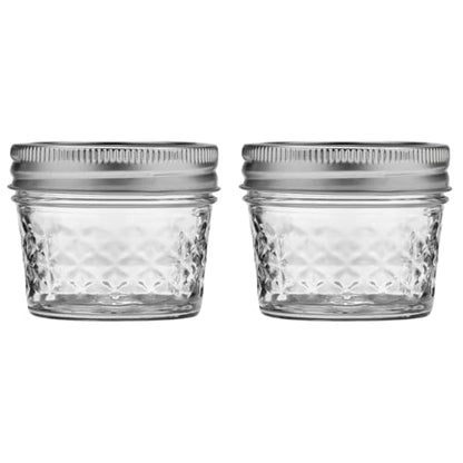 Ball Wide Mouth Quilted Crystal Jelly Jars with Lids and Bands, Used for Canning, Pickling, Juice, Jam, Jelly, Quarter Pint Size (4 Ounce (Pack of 2)) - size: 4 Ounce (Pack of 2)