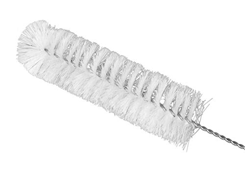 EISCO Nylon Cleaning Brush with Fan-Shaped End, 15" - Twisted Stainless Steel Wire Handle - Ideal for 1.6" - 2" Diameter Glassware, Beakers, Test Tubes, Cylinders, Flasks, Cups, Jars, Vases