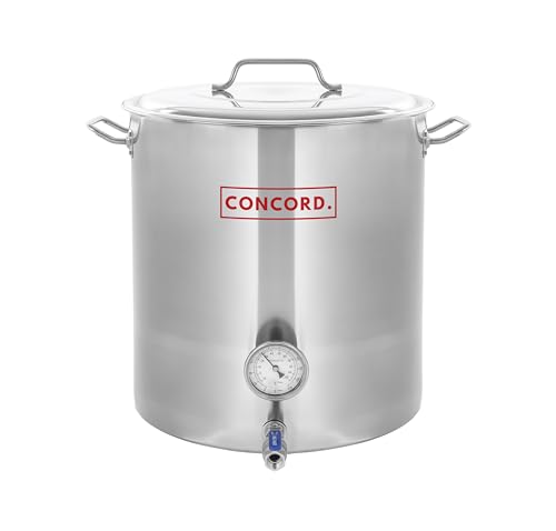 CONCORD Stainless Steel Home Brew Kettle Stock Pot (Weldless Fittings) (60 QT/ 15 Gal) - size: 60 QT/ 15 Gal