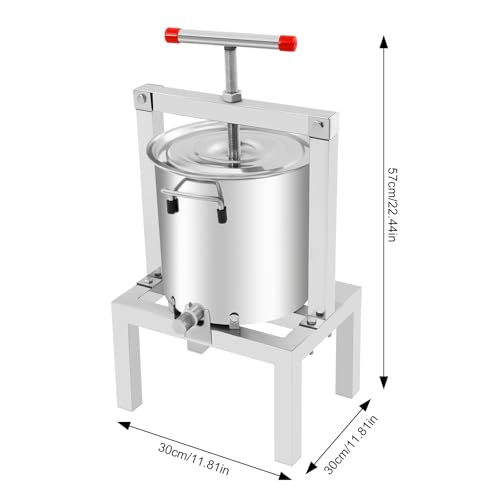 Manual Wine Press Extractor, Fruit Presser Honey Press Extractor, Stainless Steel Juice Press Extractor with 10L Bucket, Freestanding Press Extractor Machine, Household Extractor for Fruit Honey