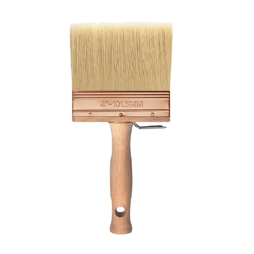 Deck Stain Brush 4", Attachable Paint Brush with Wooden Handle | Ergonomic wooden handle, Soft shed-resistant bristles, Detachable design, Washable & reusable, For furniture refinishing - color: 4 Inch