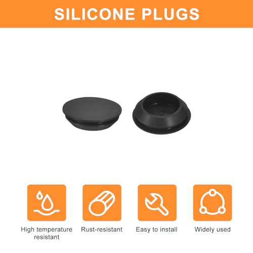 uxcell 8Pcs Silicone Plugs, Rubber Round Snap in Locking Hole Plugs for 30-33mm Hole, Hole Stoppers Waterproof Hole Plug for Metal Tube, Furniture End Caps Inserts, Black - size: 30-33mm