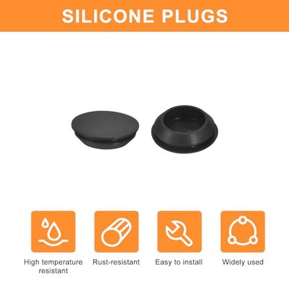 uxcell 8Pcs Silicone Plugs, Rubber Round Snap in Locking Hole Plugs for 30-33mm Hole, Hole Stoppers Waterproof Hole Plug for Metal Tube, Furniture End Caps Inserts, Black - size: 30-33mm