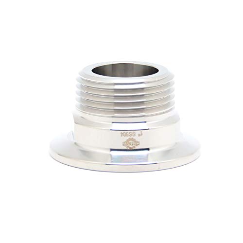 QiiMii 1Inch Stainless Steel 304 Sanitary NPT Male Thread x 1.5 Inch Tri Clamp Adapter, Stainless Steel 304 - size: TC 50.5 x 1"