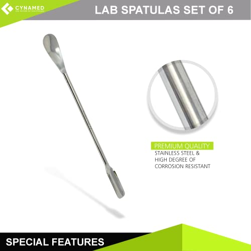 Cynamed Stainless Steel Double Ended Micro Lab Spatula Sampler Set of 6 - style: Type 1