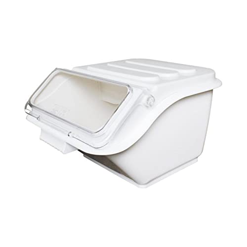 TrueCraftware- 2 Gallon Shelf Ingredient Bin (40 Cups) White Storage Container with Clear Flip Top Lid &Measuring Scoop-Stackable Plastic Food Pantry Organizer for Flour Sugar - size: 2 Gallon