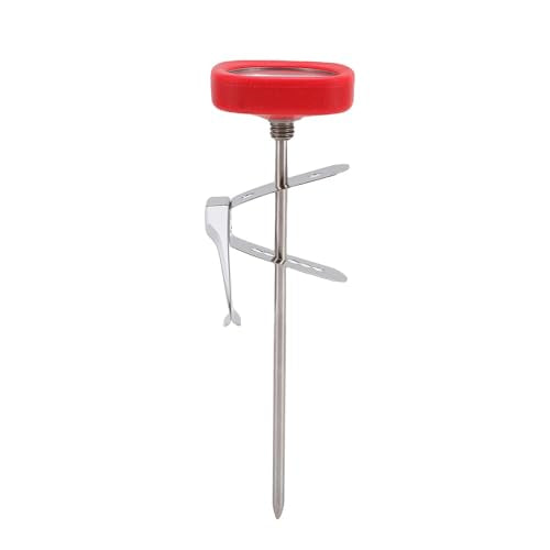Instant Read Pocket Milk Frothing Thermometer with Clip, 304 Stainless Steel, Square Shape, Black, for Chocolate and Coffee Drinks (Red) - color: Red