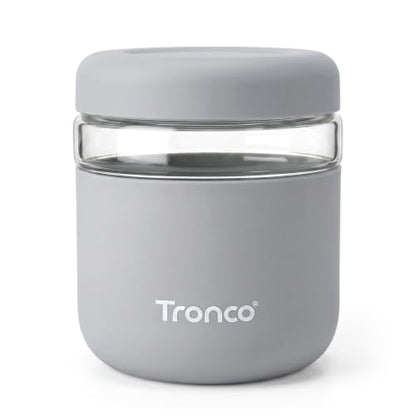 Tronco 32 oz Glass Food Storage & Lunch Bowl Containers with Airtight Lids | Leak & Spill Proof Meal Prep Container with Silicone Sleeve, Microwave & Dishwasher Safe, Soup & Stew, Office Lunch,BPA-Free - color: Light Gray, size: 32 OZ