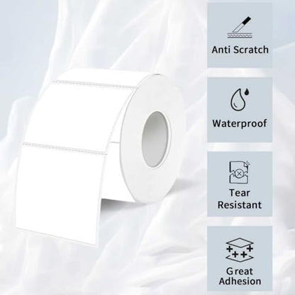 1.5 Inch Square Thermal Labels Printer Stickers, White Self-Adhesive Square Direct Thermal Labels Stickers, Waterproof/Perforation Line Design- 500 Sheets - color: White, size: Square 1.5'' X 1.5''