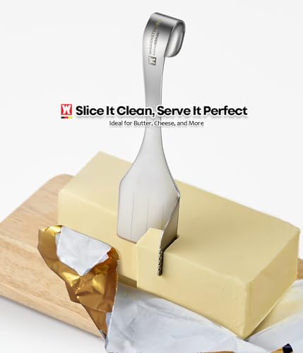 WAGENSTEIGER SUS304 Stainless Steel Butter Knife with Built-In Cutter & Spreader, Cheese Slicer, Hanging Hook, Multifunction Kitchen Tool, 155 × 40 mm (6.1 × 1.57 in)