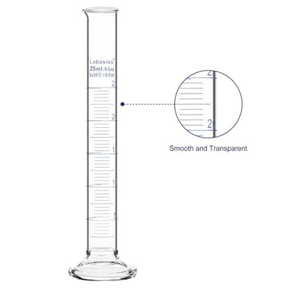 Labasics 4-Pack Borosilicate Glass 25 ml Heavy Wall Graduated Cylinder Measuring Cylinder - size: 25 ml