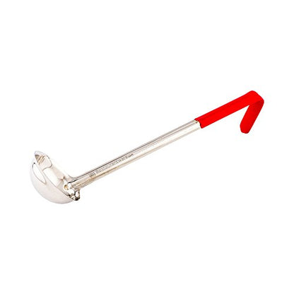 Restaurantware Met Lux 2 Ounce Soup Ladle 1 Hook Handle Serving Spoon - With Red Handle Dishwashable Stainless Steel Cooking Ladle For Pouring And Cooking Perfect for Soup Chilli Or Batter - size: 2 oz
