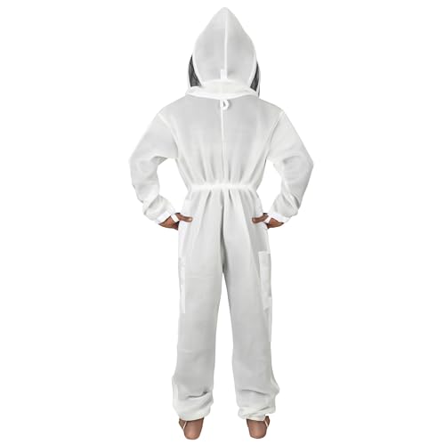 BP-411 Beekeeping Full Suit with Fencing Hat, Breathable Mesh, Sting Protection - Ultra Light Air Mesh - color: White, size: X-Small