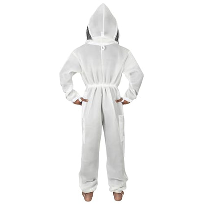 BP-411 Beekeeping Full Suit with Fencing Hat, Breathable Mesh, Sting Protection - Ultra Light Air Mesh - color: White, size: Small