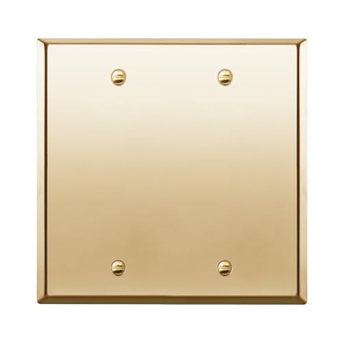 ENERLITES Blank Device Metal Wall Plate, Stainless Steel Corrosion Resistant, Size 2-Gang 4.50" x 4.57", Stainless Steel 201, 7702-PB, Polished Brass, Gold - color: Polished Brass, size: 2 Gang