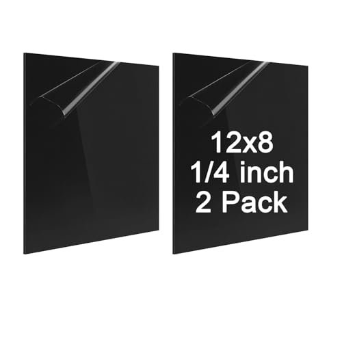 ABS Plastic Sheet 1/4 Inch Thick - 2PACK 12" x 8" Black Rigid ABS Board Impact Resistant Heat Moldable ABS Plastic Panel for Industrial DIY Projects, Home Decor, Handicrafts - (Frosted & Smooth) - size: 12x8x1/4 inch