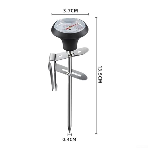 Frothy Milk Thermometer, Instand Read Dial Thermometer, Stainless Steel Coffee Temperature Meter Probe Thermometer With Adjustable Clip For Coffee Pot